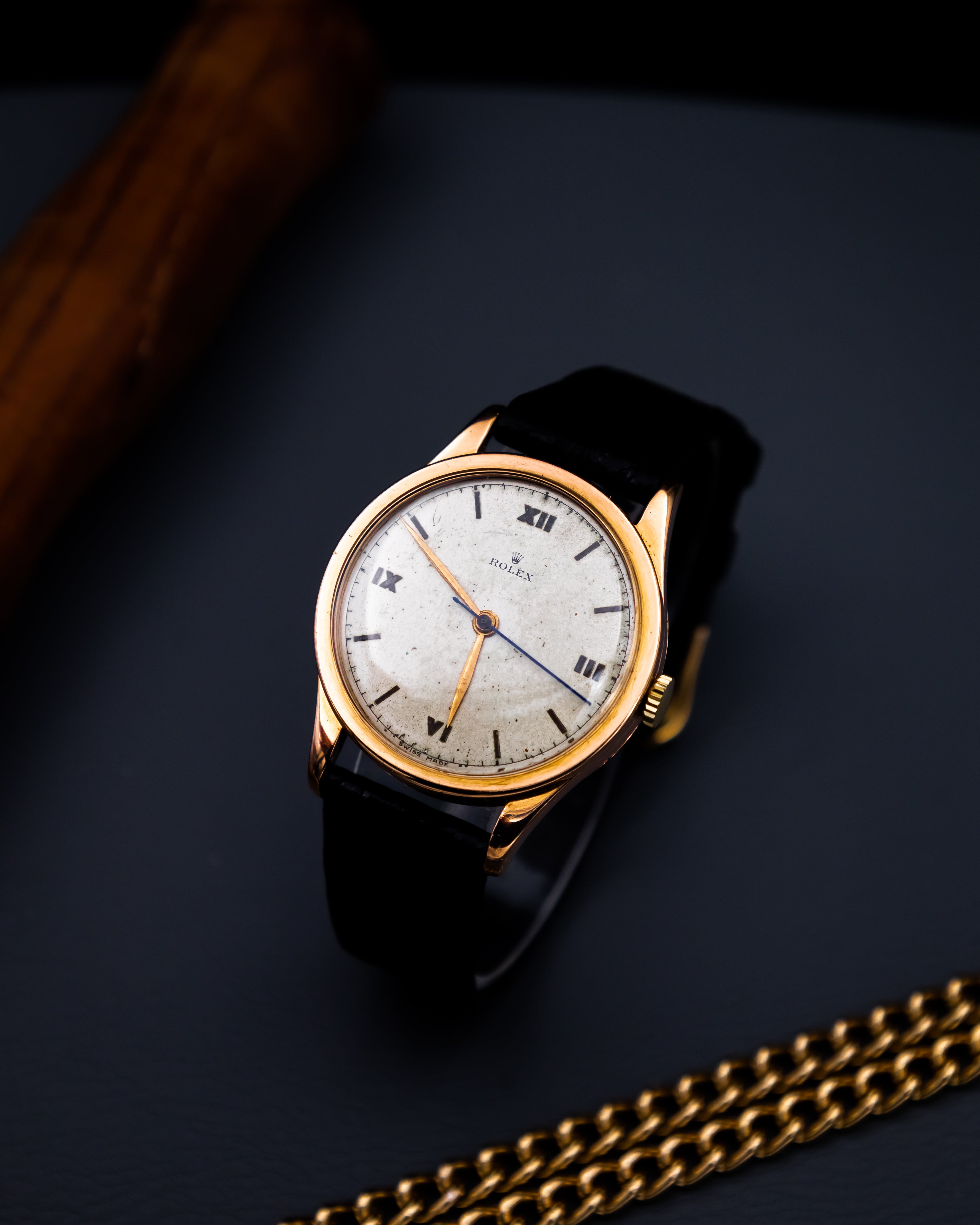 Rolex 7003 Oyster 18k - vintage Roman dial