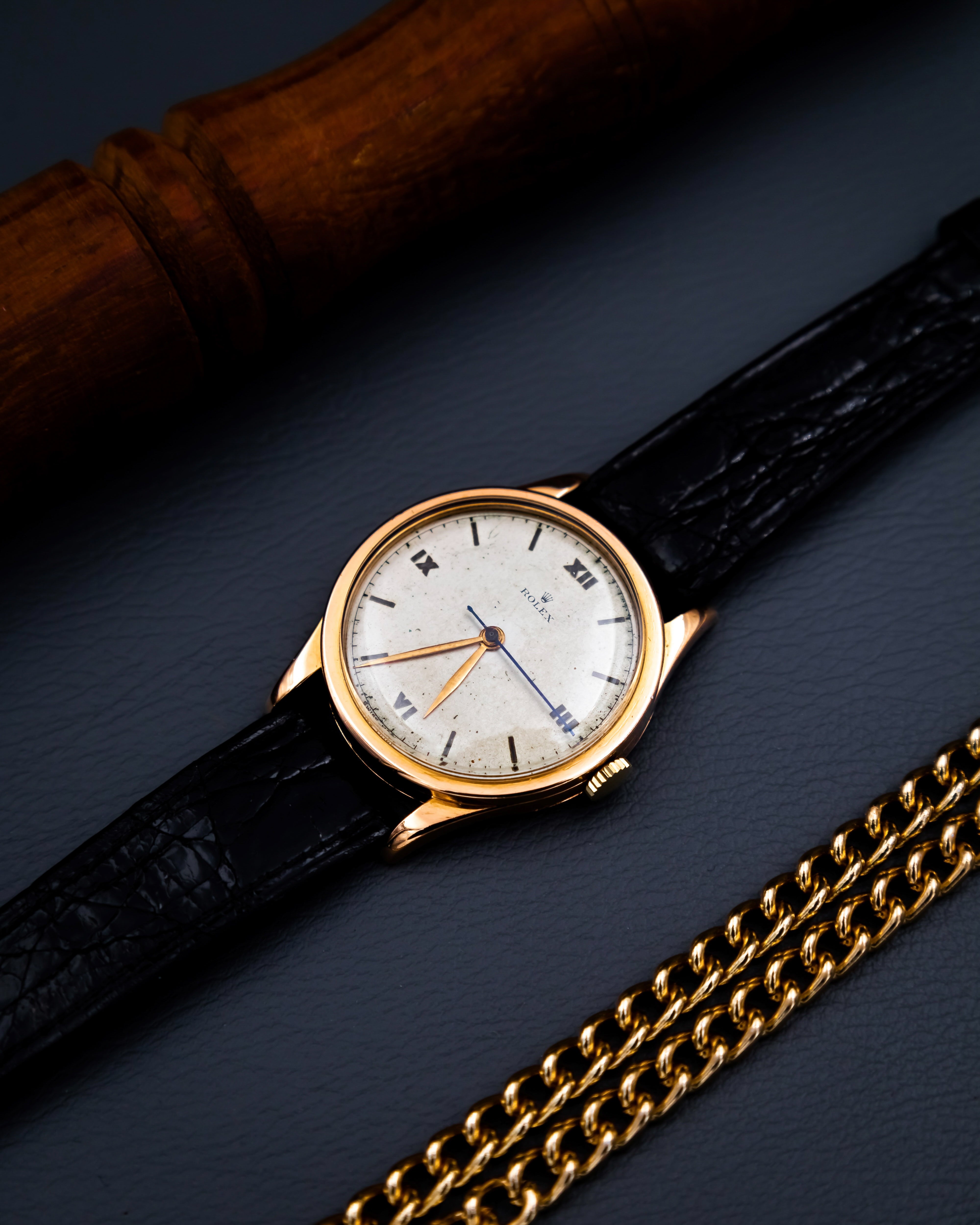 Rolex 7003 Oyster 18k - vintage Roman dial