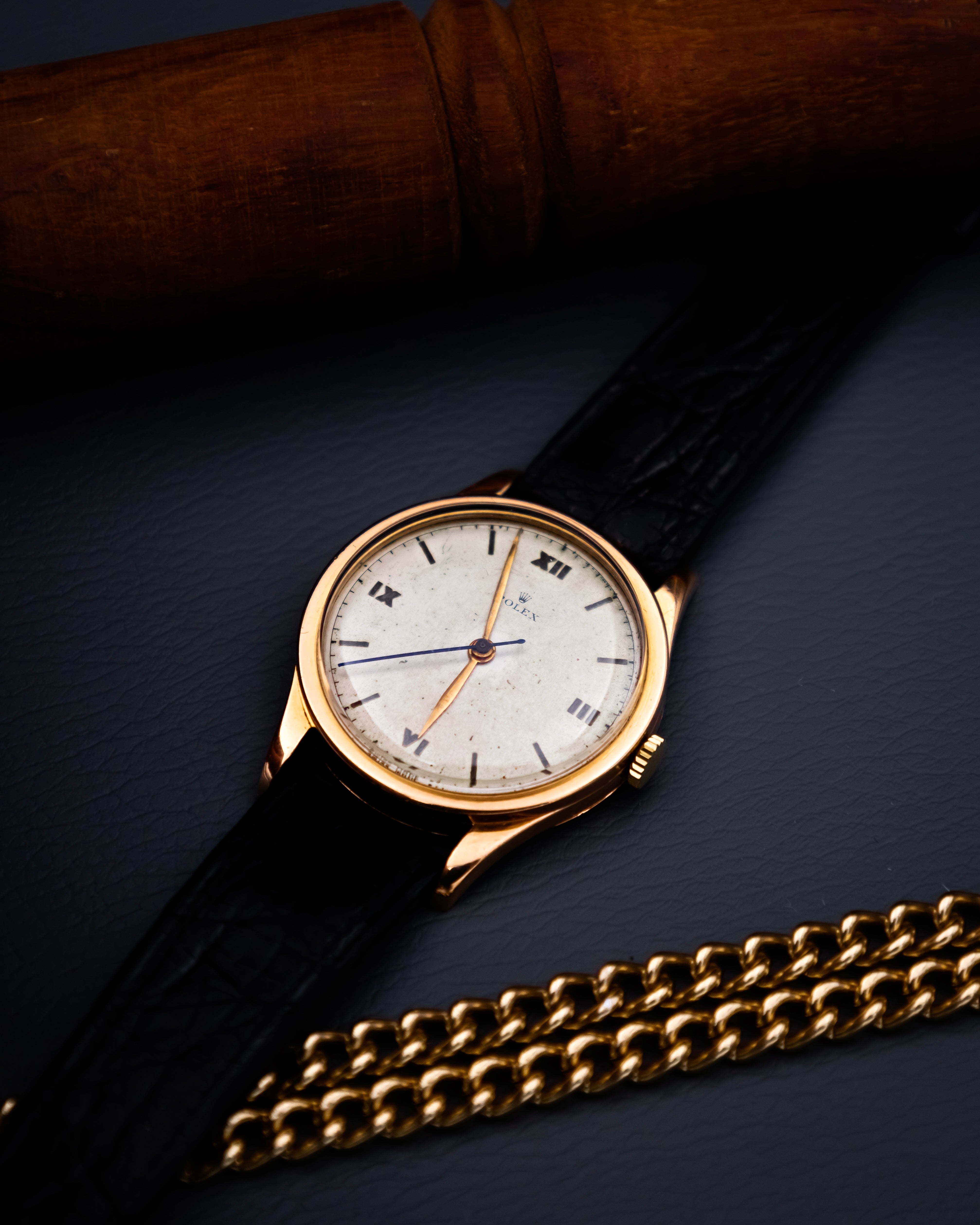 Rolex 7003 Oyster 18k - vintage Roman dial