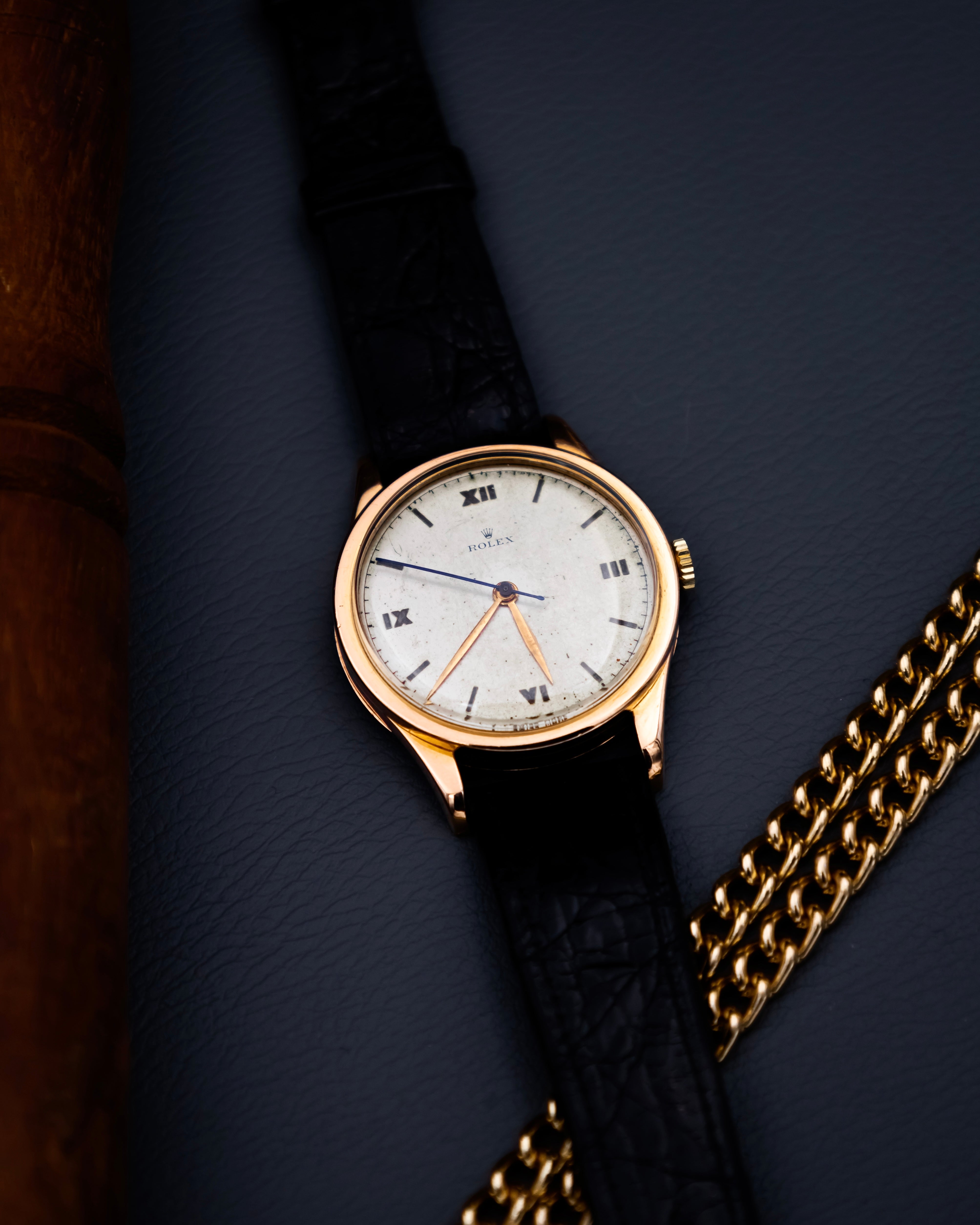 Rolex 7003 Oyster 18k - vintage Roman dial