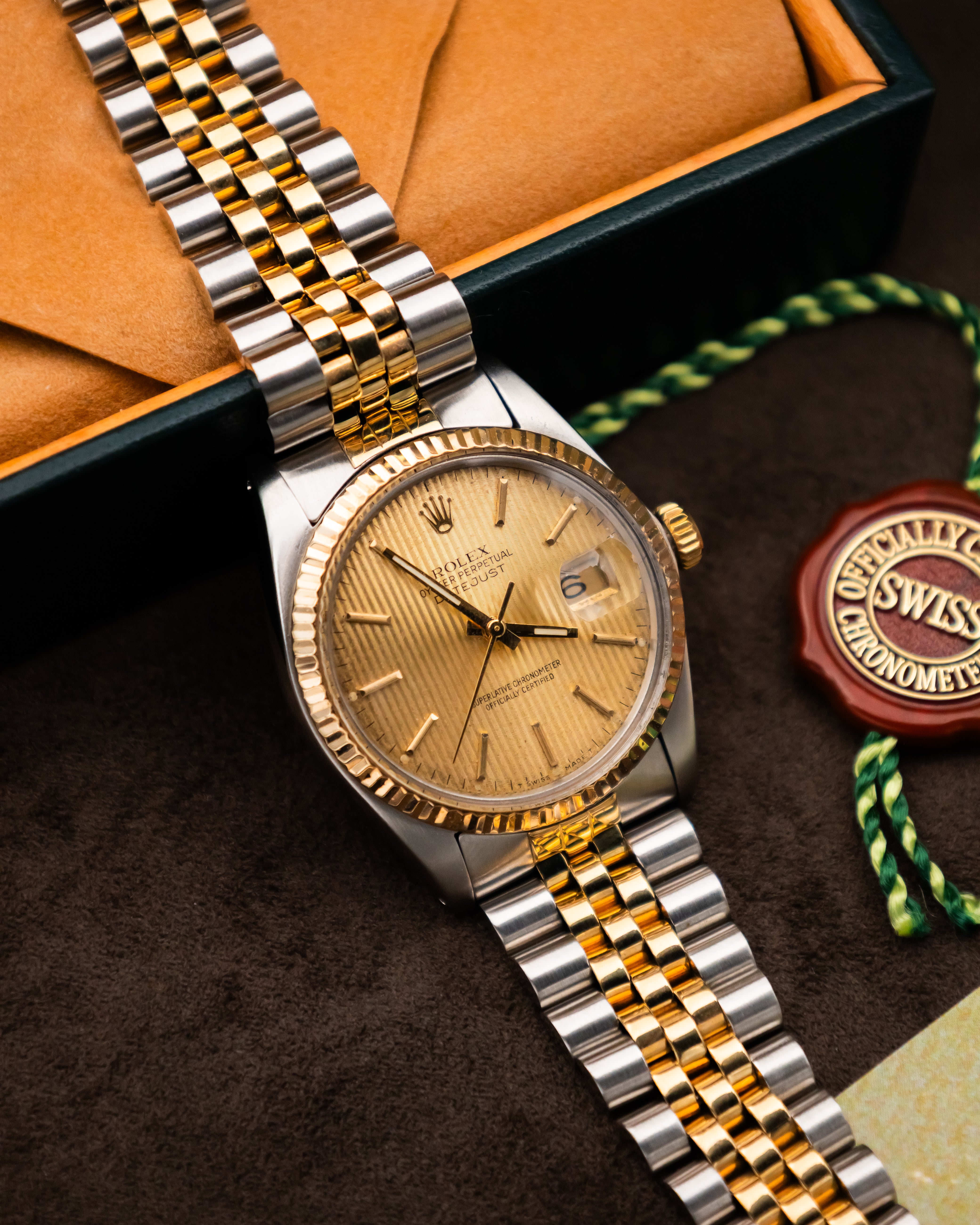 Rolex 16013 Datejust - Gold Tapestry Dial