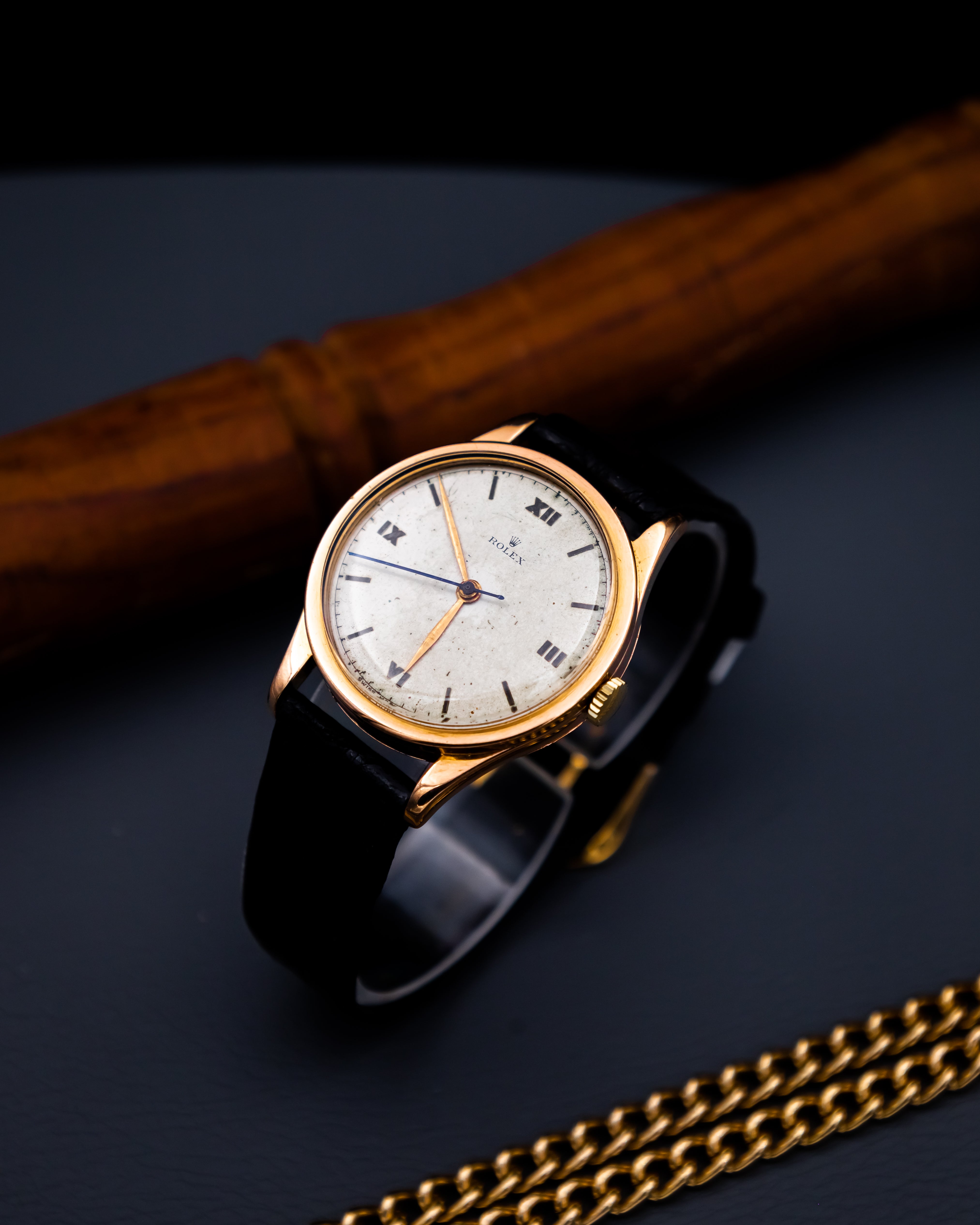 Rolex 7003 Oyster 18k - vintage Roman dial
