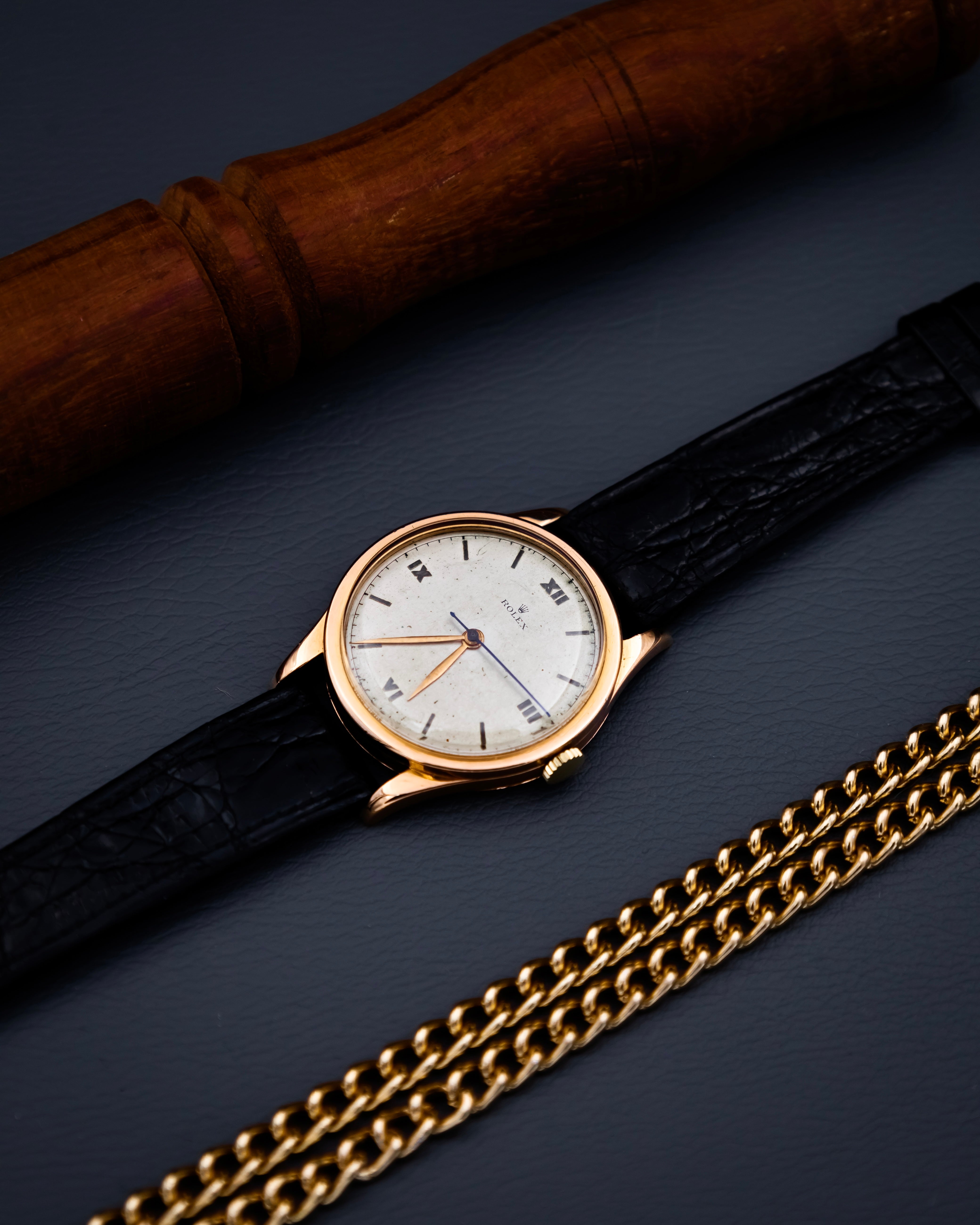 Rolex 7003 Oyster 18k - vintage Roman dial
