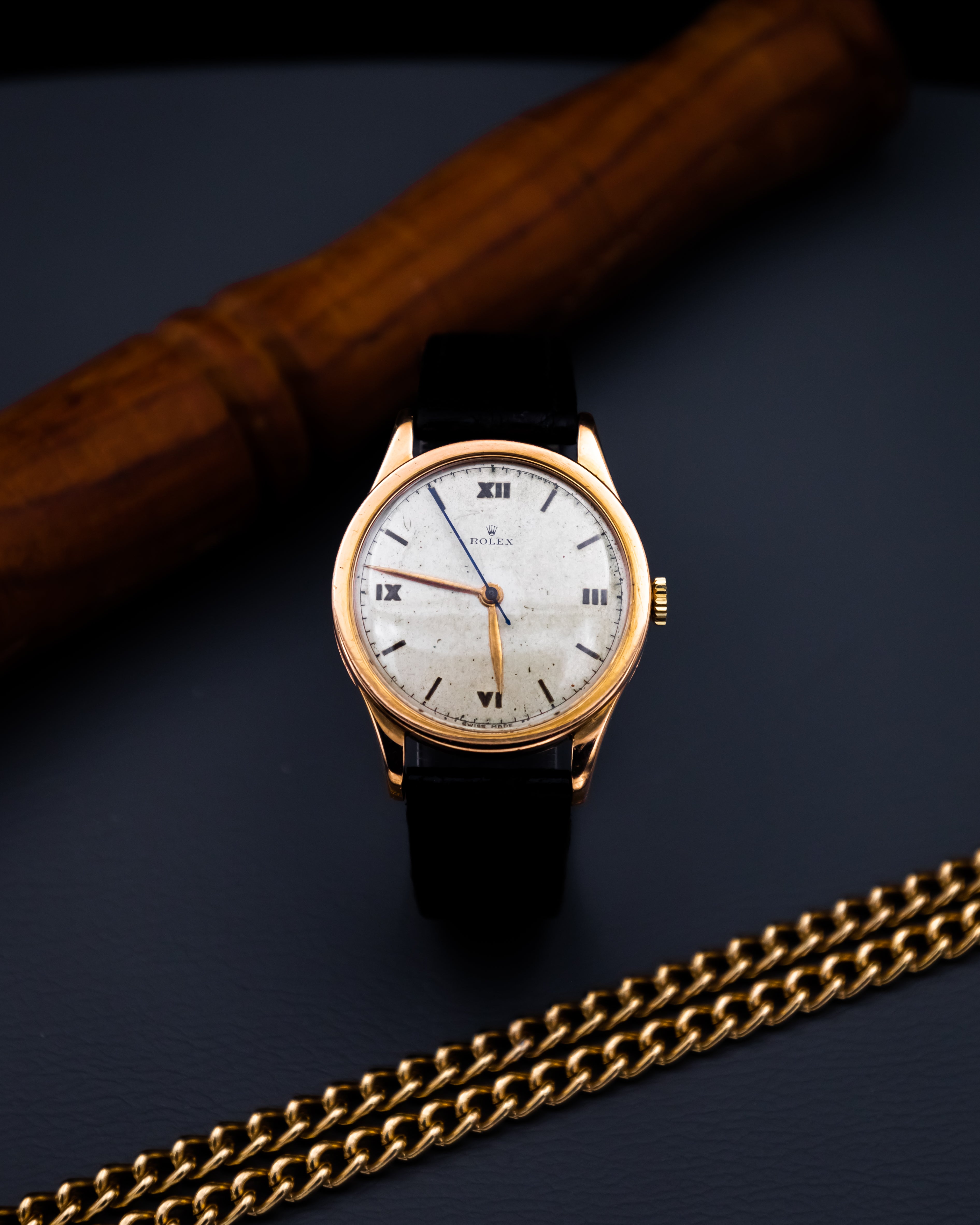 Rolex 7003 Oyster 18k - vintage Roman dial