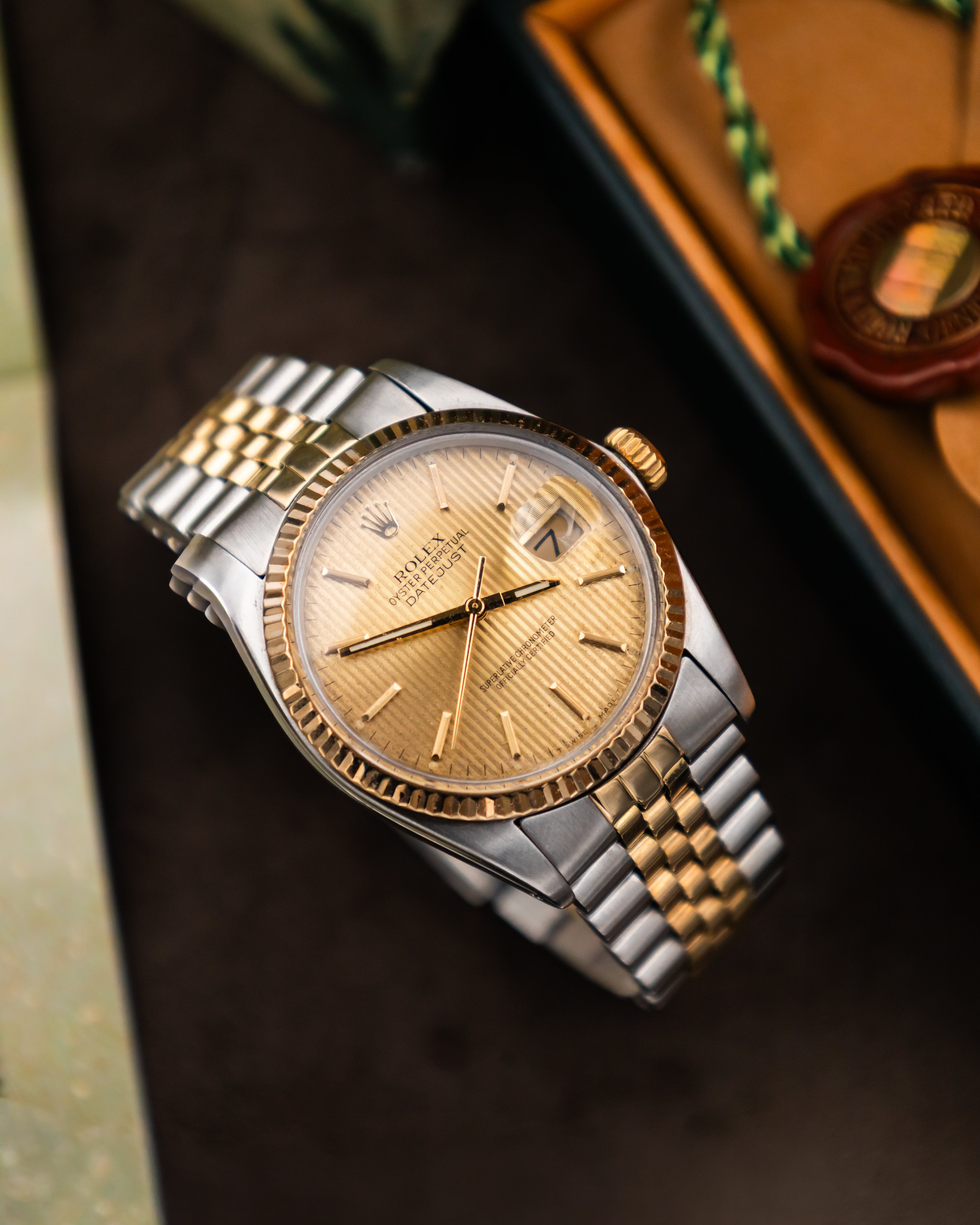 Rolex 16013 Datejust - Gold Tapestry Dial