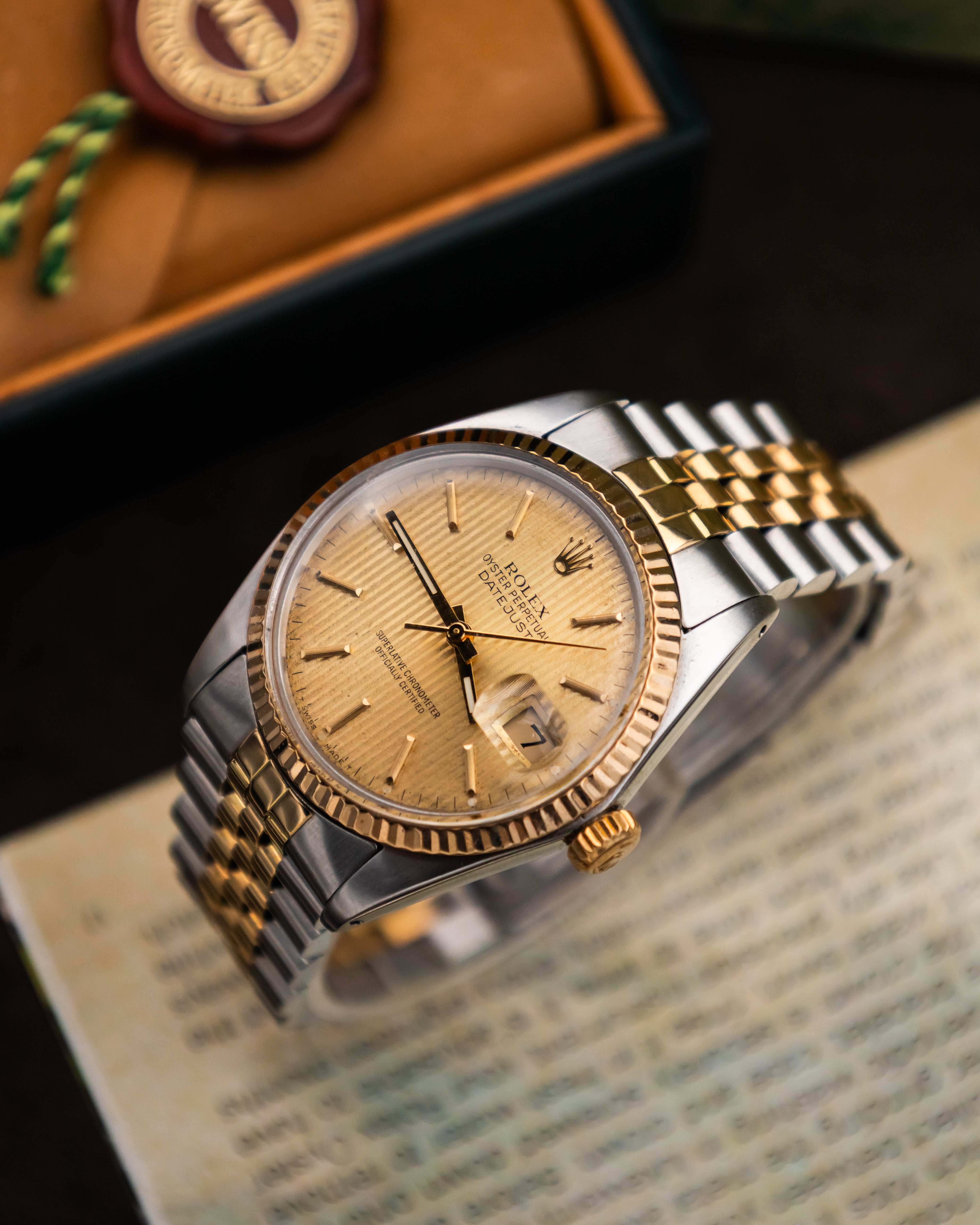 Rolex 16013 Datejust - Gold Tapestry Dial