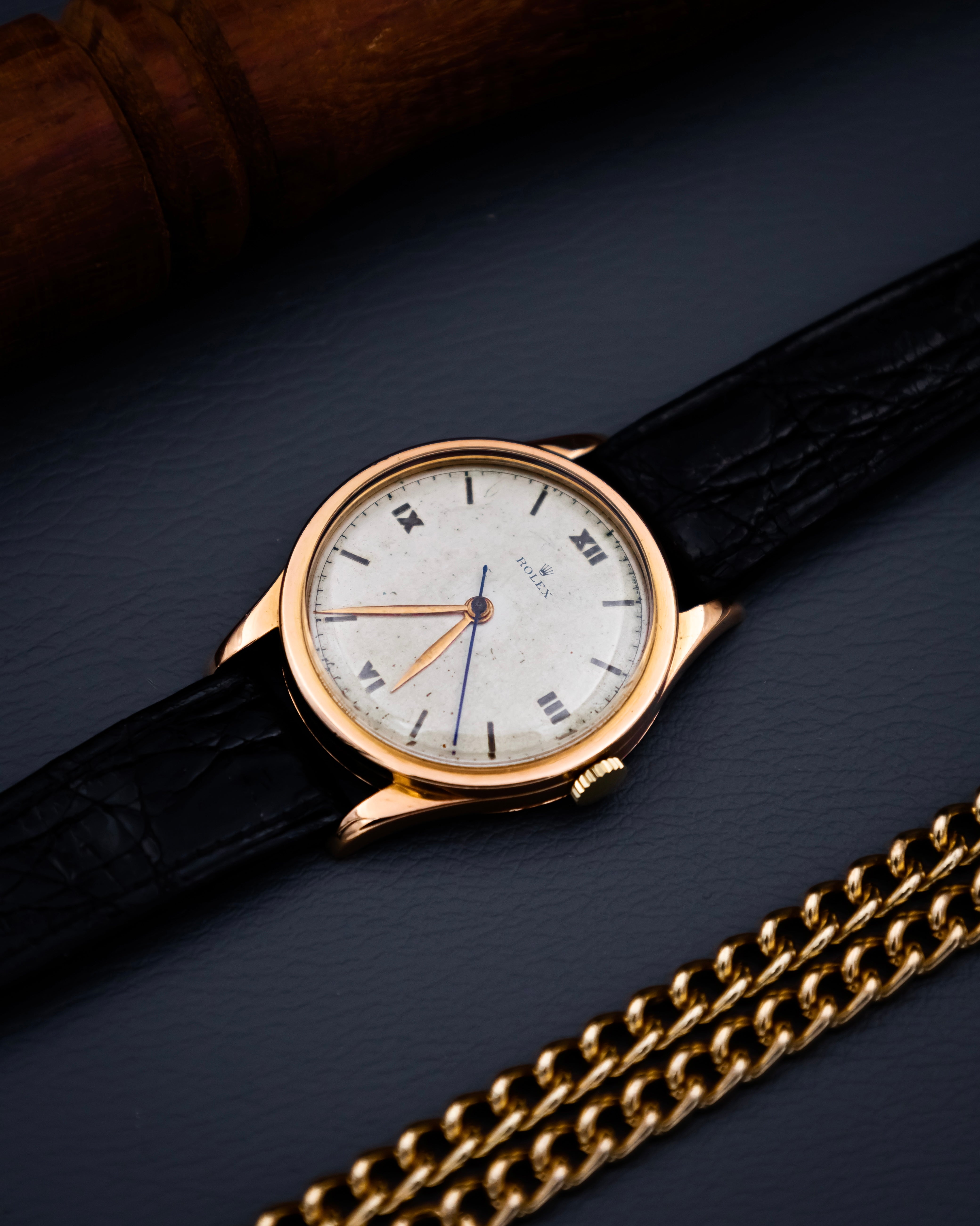 Rolex 7003 Oyster 18k - vintage Roman dial