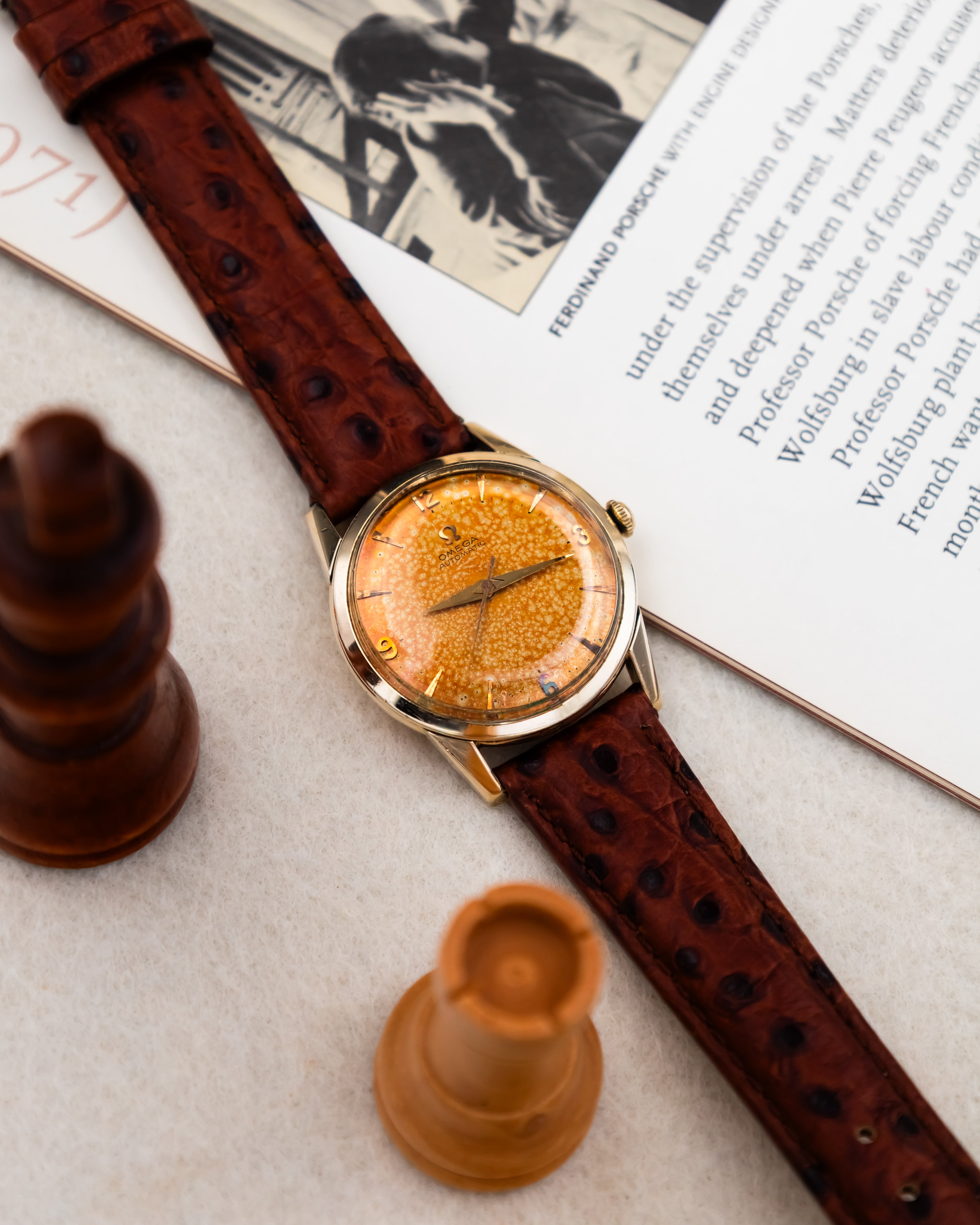 Omega G-6252 Bumper 14K GF - Tropical Patina Dial